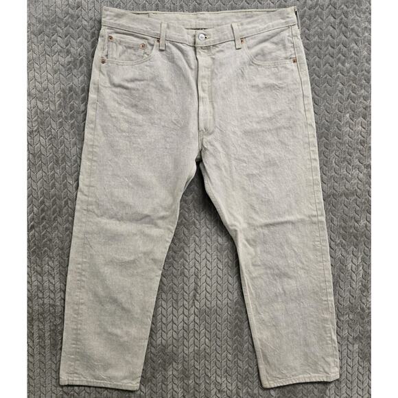 Vintage Levi's 501-0989 Button Fly Jean‎ Rigid 40x32 (Actual 38x30) Light Gray - Picture 1 of 9
